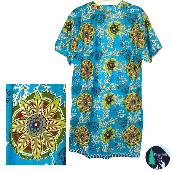 Kurta Kurti Womens Medium Embellished Neck Gold Embroidery Indian Cotton EUC - Picture 2 of 7